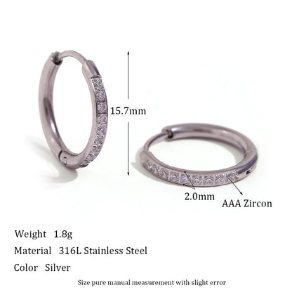 Women's Fashion Titanium Steel Rounded Edge Zircon Earrings