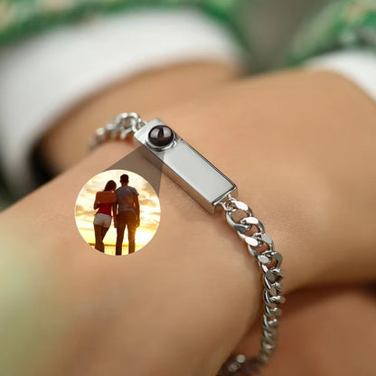 Titanium Steel Couple Projection Color Photo Bracelet